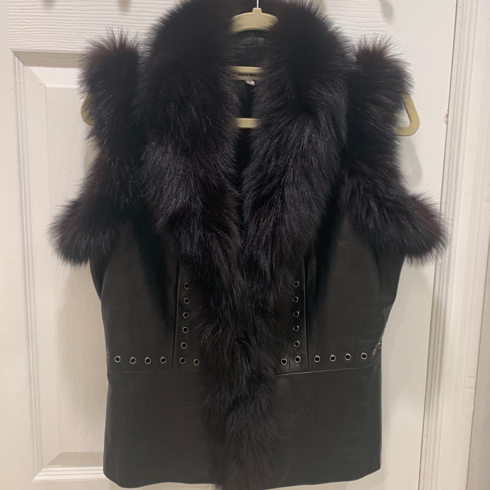 Leather and fur vest